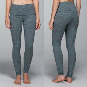 Lululemon Green Coco Pique High Rise Roll Down Wunder Under Tights